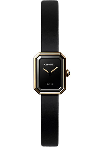 Chanel Première Velours Quartz Watch - Yellow Gold Case - Black Dial - Black Rubber Strap