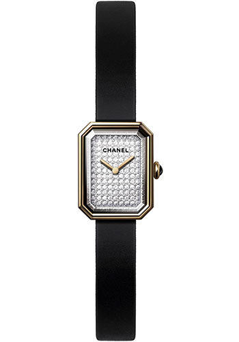 Chanel Première Velours Quartz Watch - Yellow Gold Case - Black Rubber Strap