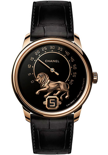 Chanel Monsieur Manual-Wind Watch - Beige Gold Case - Black Grand Feu Enamel Dial - Black Strap Limited Edition of 20