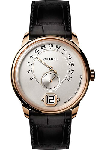 Chanel Monsieur Manual-Wind Watch - Beige Gold Case - Ivory Opaline Dial - Black Strap