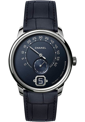 Chanel Monsieur Blue Edition Manual-Wind Watch - White Gold Case - Grained Navy Blue Dial - Navy Blue Strap Limited Edition of 55