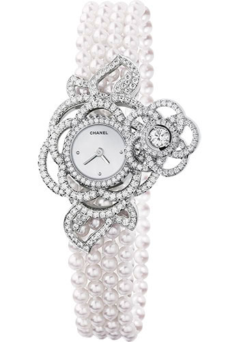 Chanel Camélia Jewelry Watch - Secret Watch With Embroidered Camellia Motif - Medium White Gold Case