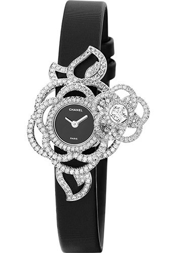 Chanel Camélia Jewelry Watch - Secret Watch With Embroidered Camellia Motif - Medium White Gold Case
