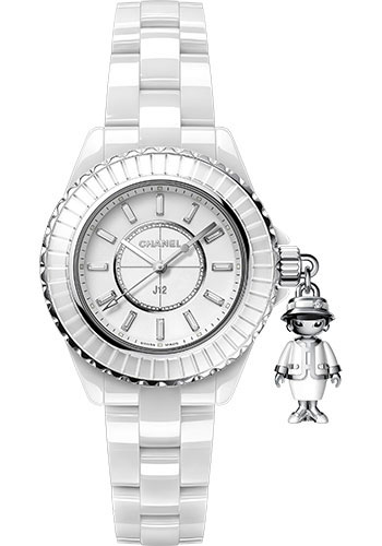 Chanel Mademoiselle J12 Acte II Quartz Watch, 33 mm - 33mm White Ceramic And White Gold Diamond Case - White Diamond Dial - White Ceramic Bracelet