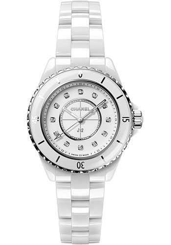 Chanel J12 Quartz Watch - 33mm White Ceramic And Steel Case - White Diamond Dial - White Ceramic Bracelet