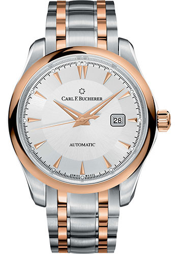 Carl F. Bucherer Manero AutoDate Watch - 42 mm Steel And Rose Gold Case - Silver Dial