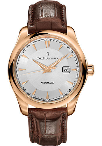 Carl F. Bucherer Manero AutoDate Watch - 42 mm Steel And Rose Gold Case - Silver Dial
