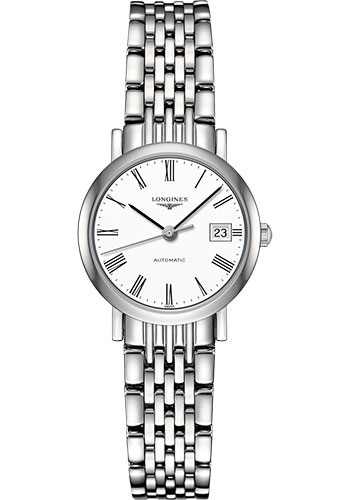 Longines Elegant Collection Watch - 25.5 mm Steel Case - White Roman Dial - Bracelet