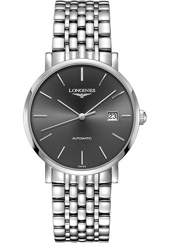 Longines Elegant Collection Watch - 39 mm Steel Case - Grey Dial - Bracelet