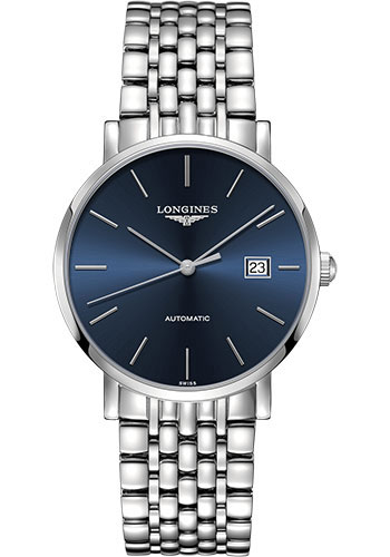Longines Elegant Collection Watch - 39 mm Steel Case - Blue Dial - Bracelet