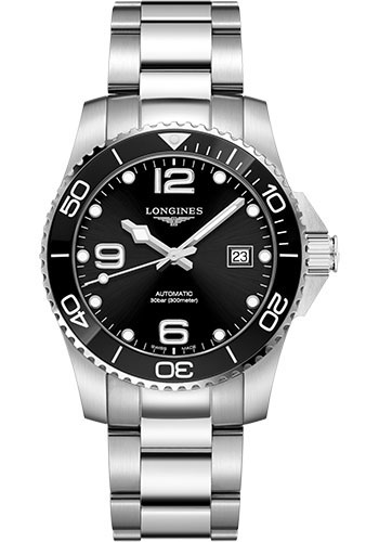 Longines HydroConquest Automatic Watch - 41 mm Steel And Ceramic Case - Black Arabic Dial - Steel Bracelet