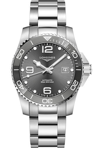 Longines HydroConquest Automatic Watch - 41 mm Steel And Ceramic Case - Grey Arabic Dial - Steel Bracelet