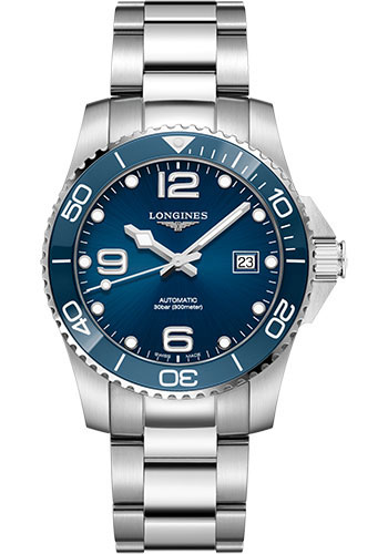 Longines HydroConquest Automatic Watch - 41 mm Steel And Ceramic Case - Blue Arabic Dial - Steel Bracelet