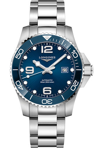 Longines HydroConquest Automatic Watch - 43 mm Steel And Ceramic Case - Blue Arabic Dial - Steel Bracelet