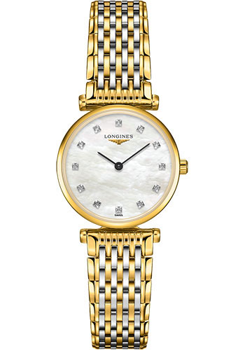 Longines La Grande Classique de Longines Quartz Watch - 24 mm Yellow PVD Case - White Mother-Of-Pearl Diamond Dial - Steel And Yellow PVD Bracelet