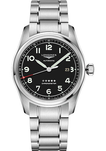 Longines Spirit Automatic Watch - 42 mm Steel Case - Black Arabic Dial - Bracelet