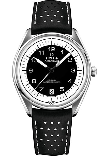 Omega Specialities Olympic Official Timekeeper Limited Edition of 2,032 Watch - 39.5 mm Steel Case - White Dial - Micro-Perforated Leather Strap