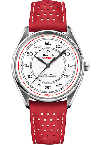 Omega Specialities Olympic Official Timekeeper Limited Edition Set - 39.5 mm Steel Case - White Dial - Red Micro-Perforated Leather Strap Limited Edition of 100