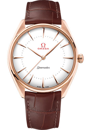 Omega Specialities Olympic Official Timekeeper Watch - 39.5 mm Sedna Gold Case - Eggshell White Enamel Dial - Leather Strap
