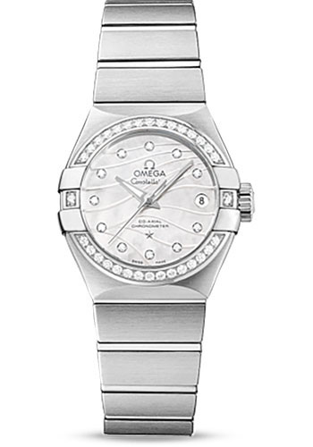 Omega Constellation Co-Axial Watch - 27 mm Steel Case - Diamond-Set Steel Bezel - Mother-Of-Pearl Dial