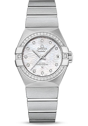 Omega Constellation Co-Axial Watch - 27 mm Steel Case - Diamond-Set Bezel - Mother-Of-Pearl Dial