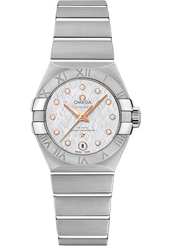 Omega Constellation Co-Axial Master Chronometer Watch - 27 mm Steel Case - Silk-Like Pattern White -Silvery Diamond Dial