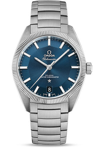 Omega Constellation Globemaster Co-Axial Master Chronometer Watch - 39 mm Steel Case - Fluted Bezel - Blue Dial